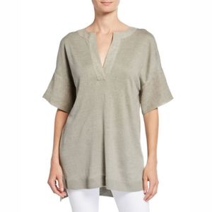 Lafayette 148 New York 100% Linen Tunic Top Size Medium Sage Green